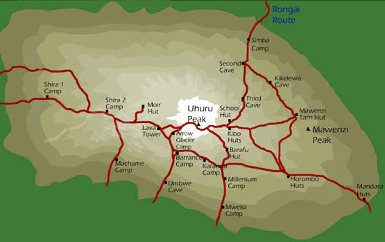 Rongai Route Map