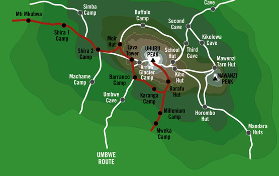 Umbwe Route Map